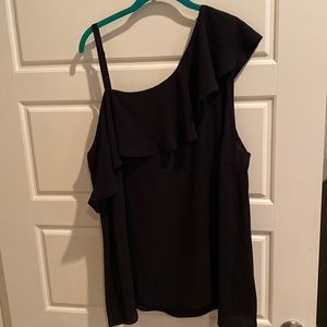 NWT Torrid ruffle front one shoulder top black size 3